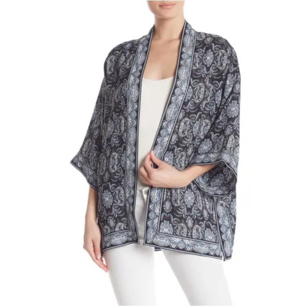 Max Studio Floral Border Print Kimono Sz M